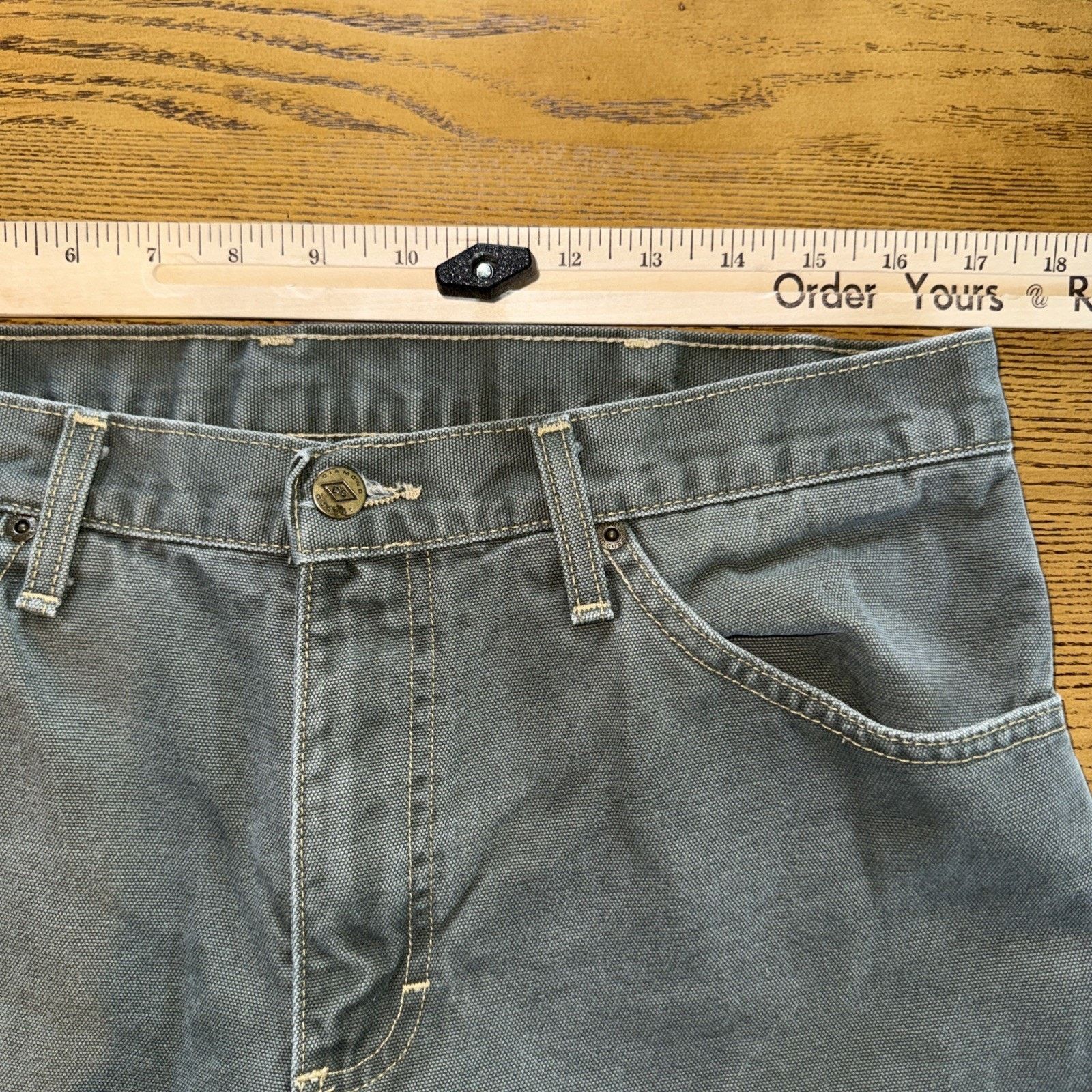 Other Diamond Gusset Canvas Work Pant Olive Green 34x31 Workwear Size US 34 / EU 50 - 6 Thumbnail