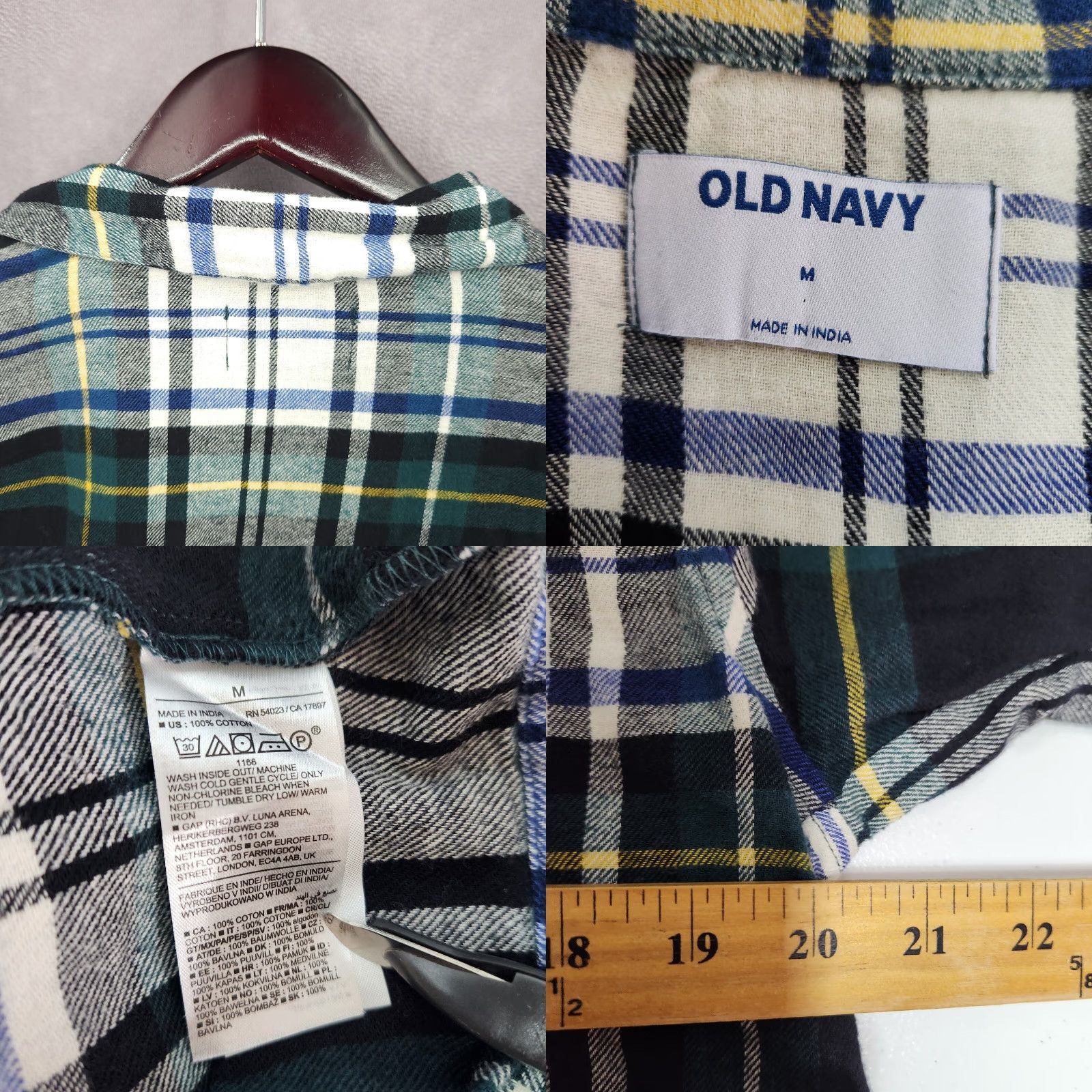 Old Navy Old Navy Pajama Top Shirt Womens Medium Flannel Plaid Green Cotton Button Up Long Sleeve Shirt Womens Medium Green Plaid Flannel Pajama Top Size M / US 6-8 / IT 42-44 - 8 Thumbnail