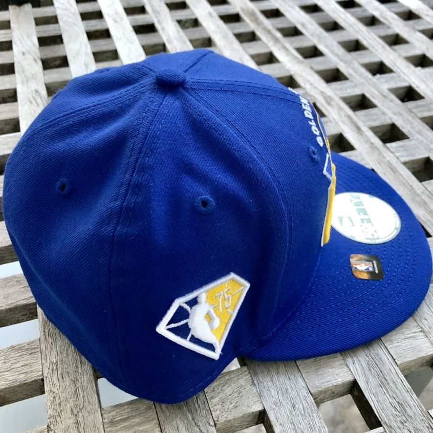 New Era Golden State Warriors Script NBA 75 Patch Fitted Hat 7 1/4 Size ONE SIZE - 3 Thumbnail