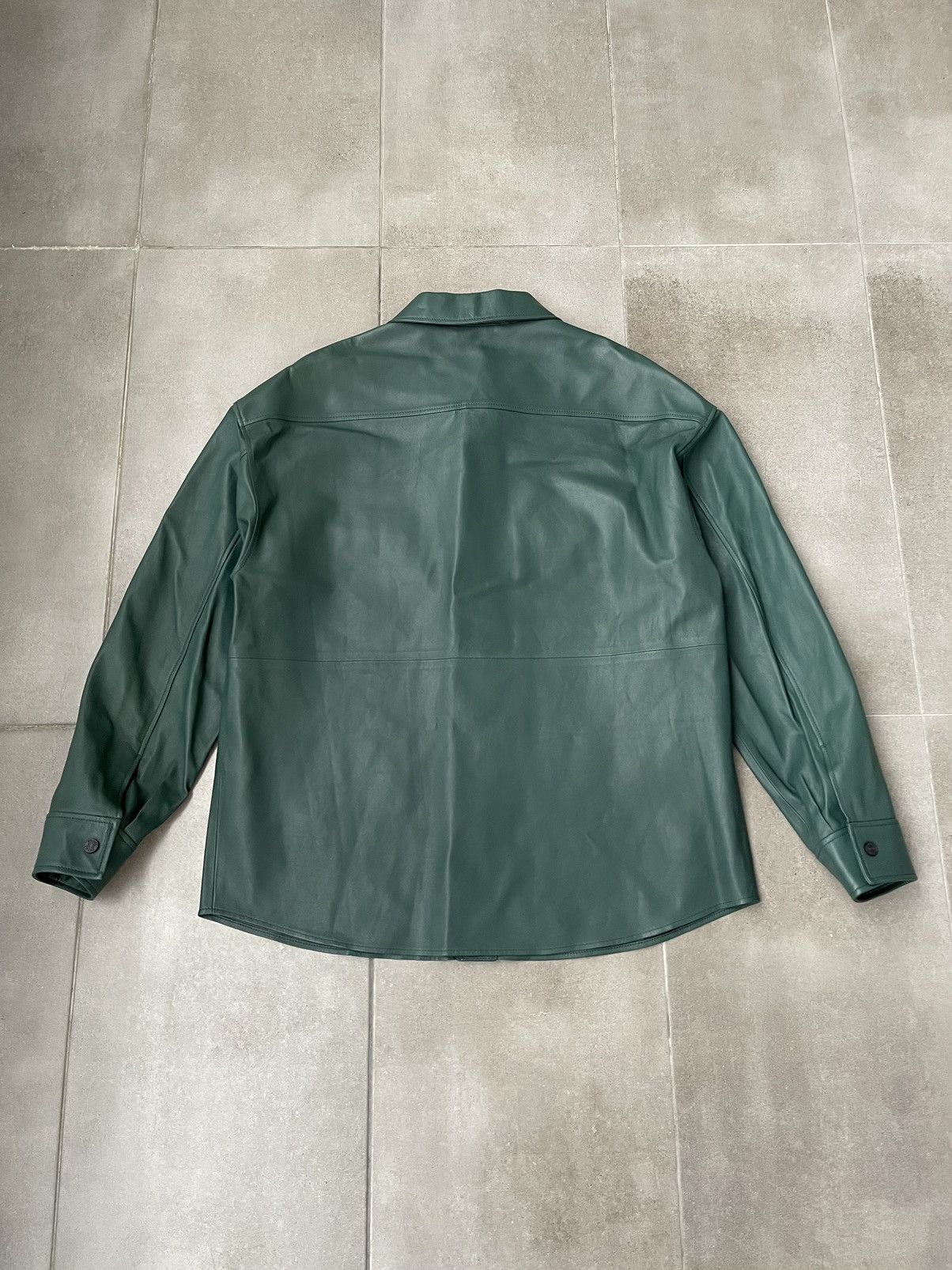 Frame !DS! SS23 Frame Dark Green Leather Shirt Jacket Size US M / EU 48-50 / 2 - 14 Thumbnail
