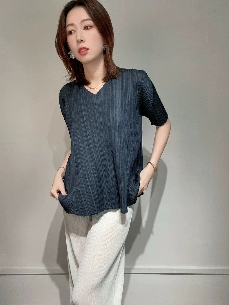 Issey Miyake Issey Miyake Dark blue short-sleeved shirt Size L / US 10 / IT 46 - 5 Thumbnail