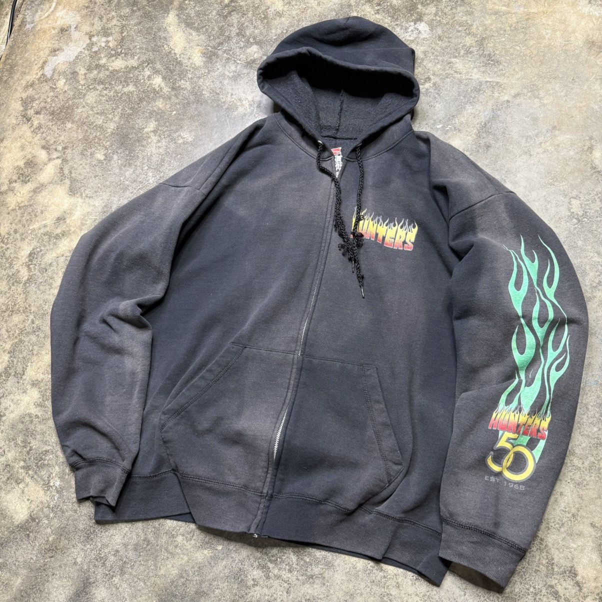 Vintage vintage hot rod flame faded black baggy zip up hoodie Size US XL / EU 56 / 4 - 9 Thumbnail