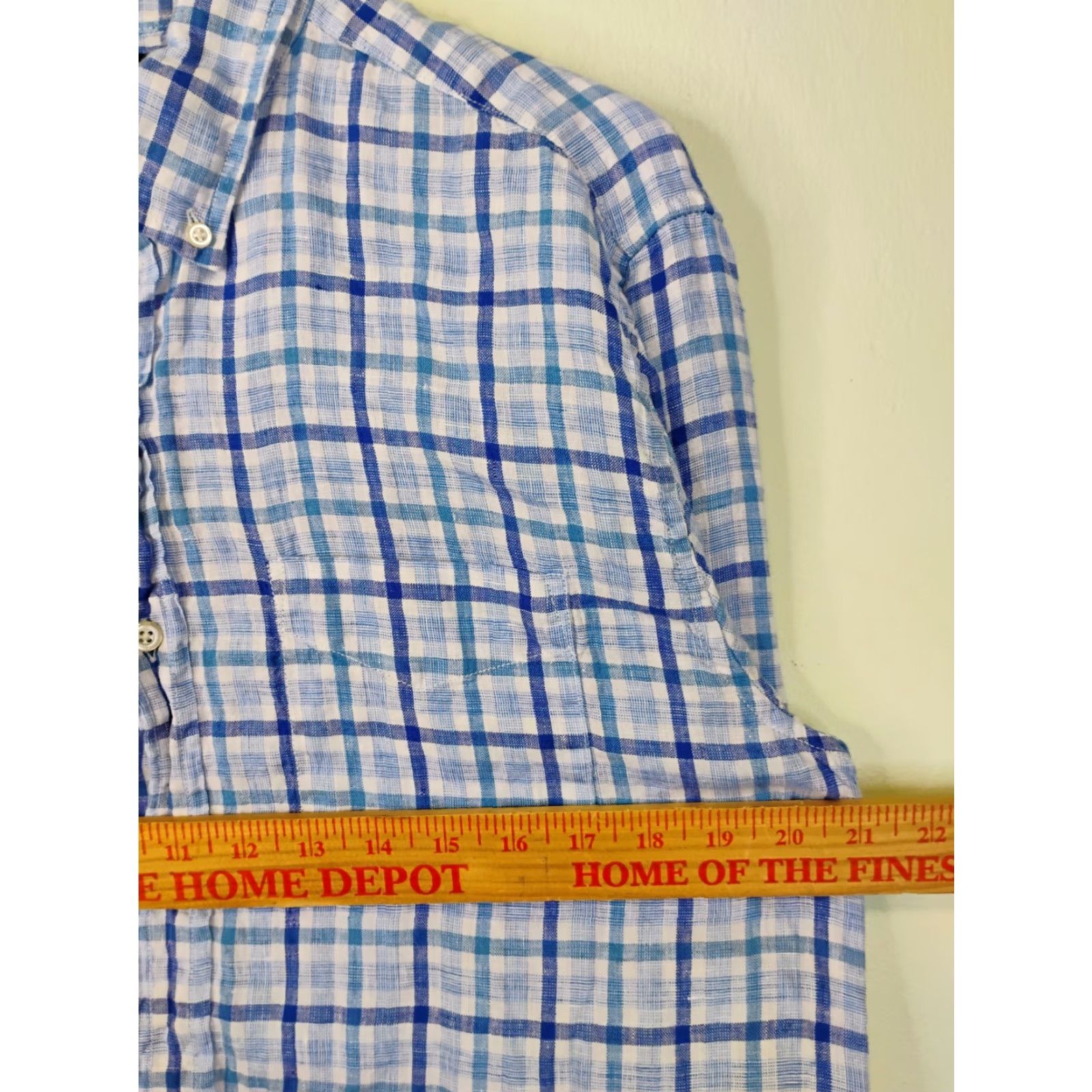 Banana Republic Banana Republic Plaid Shirt Mens M Linen Long Sleeve Button-Up Blues 100% Linen Camden M Button-Up Mens Size US M / EU 48-50 / 2 - 4 Thumbnail