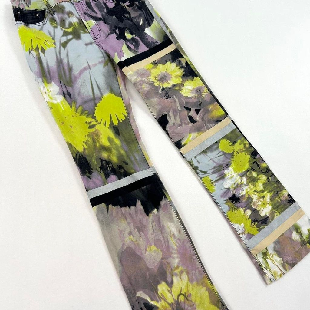 Just Cavalli y2k Cavalli yellow and purple floral print cyber style jeans Size 27" / US 4 / IT 40 - 4 Thumbnail
