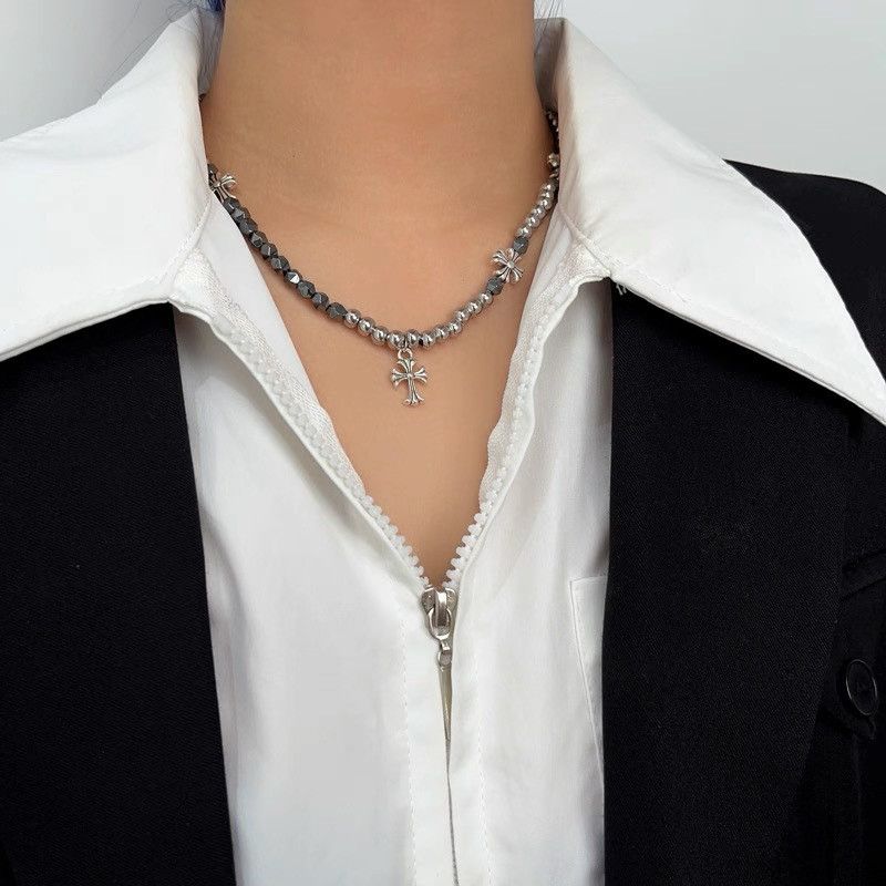 Japanese Brand Titanium Steel Cross Bead Necklace Size ONE SIZE - 1 Thumbnail