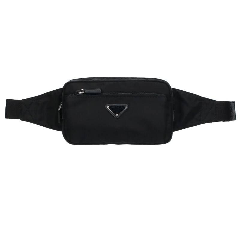 Prada Re-nylon Triangle Plate Body Waist Bag Black