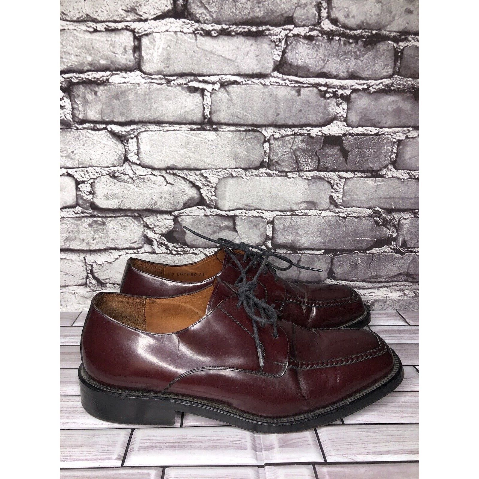 Cole Haan Cole Haan Burgundy Leather Square Toe Oxfords Dress Shoes Me Size US 11 / EU 44 - 3 Thumbnail
