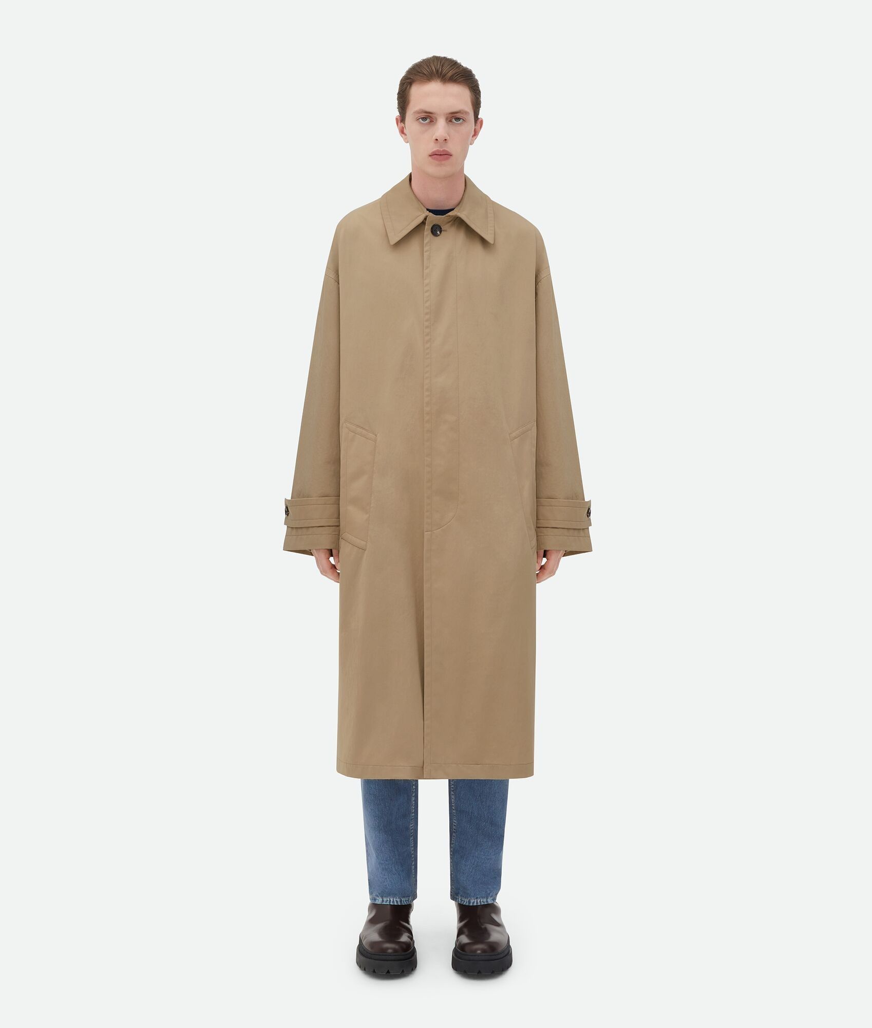 Bottega Veneta o1lf3ng10825 Tech Nylon Kimono Carcoat in Beige Size US S / EU 44-46 / 1 - 4 Thumbnail