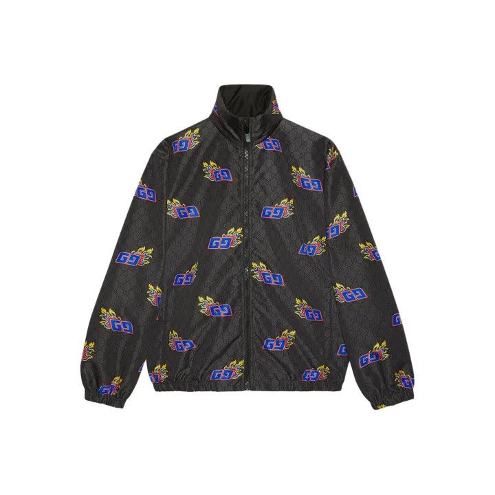 Gucci GUCCI Black Logo Flame Print Jacket Size US M / EU 48-50 / 2 - 1 Thumbnail