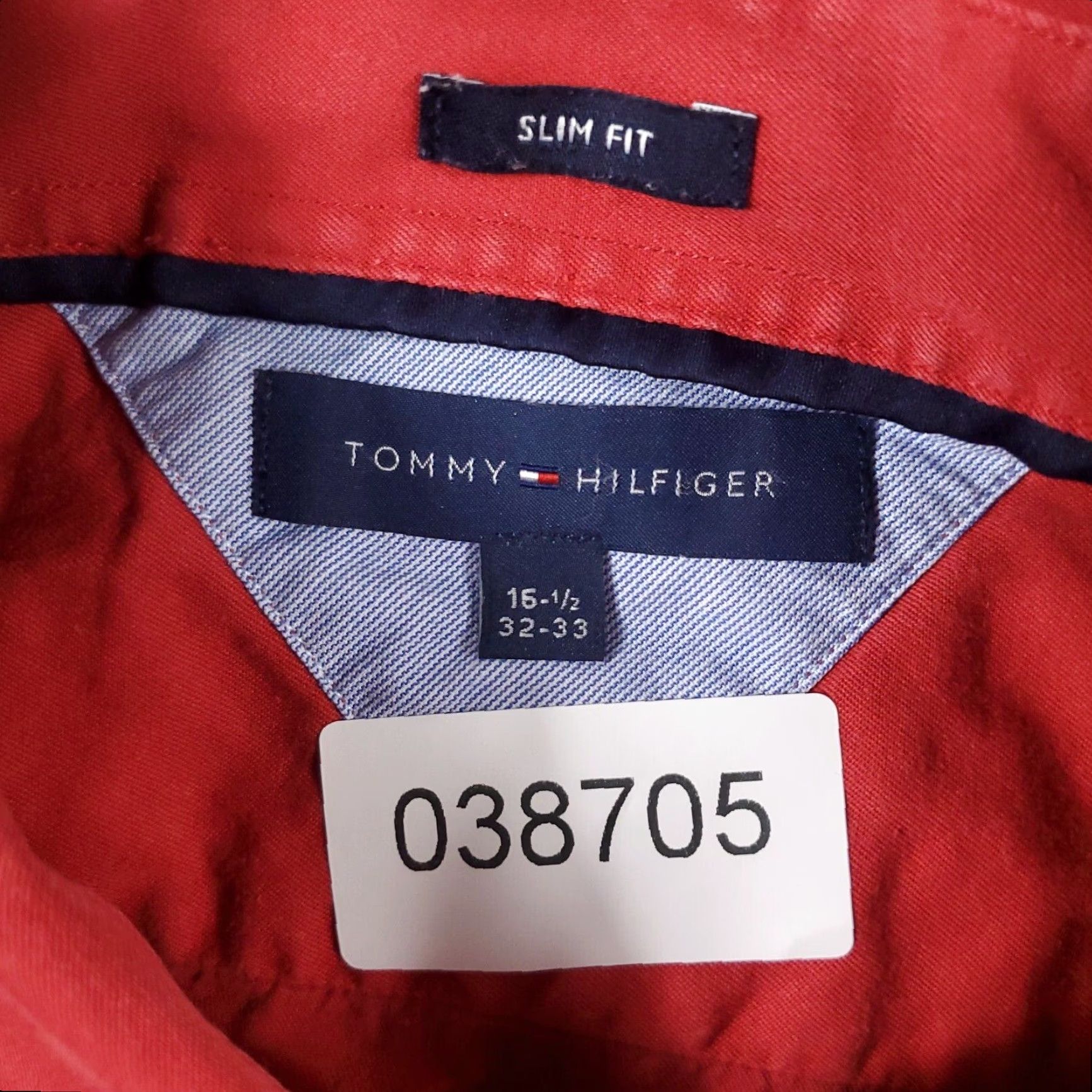 Tommy Hilfiger Tommy Hilfiger Dress Shirt Men 16.5 Red Long Sleeve Button Up Solid Classic Modern Size 42R - 6 Thumbnail
