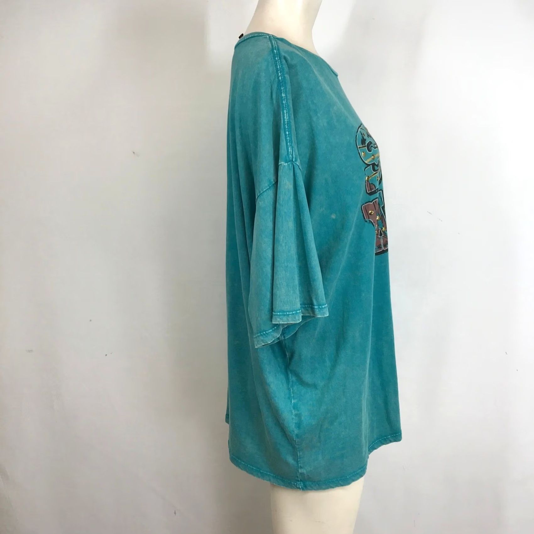 Vintage VINTAGE Rock & Roll Denim Turquoise Graphic Tee Stay Wild Oversized XL Size XL / US 12-14 / IT 48-50 - 4 Thumbnail