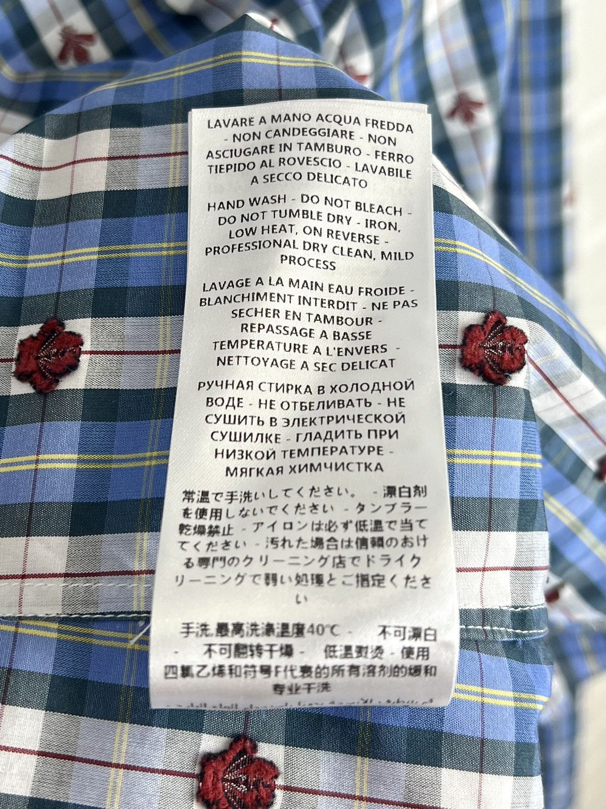 Gucci GUCCI Shirt Button Up Monogram Embroidered Bee Checkered Size US S / EU 44-46 / 1 - 18 Thumbnail