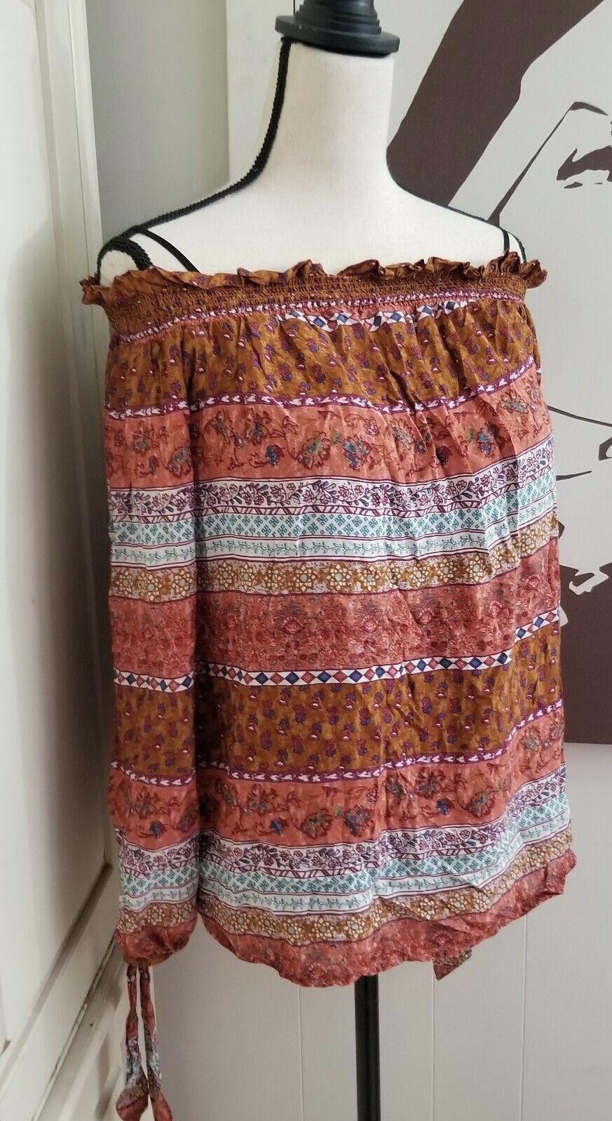 Designer Beach Lunch Lounge Top Medium Boho Long Sleeve hippie Size M / US 6-8 / IT 42-44 - 2 Thumbnail