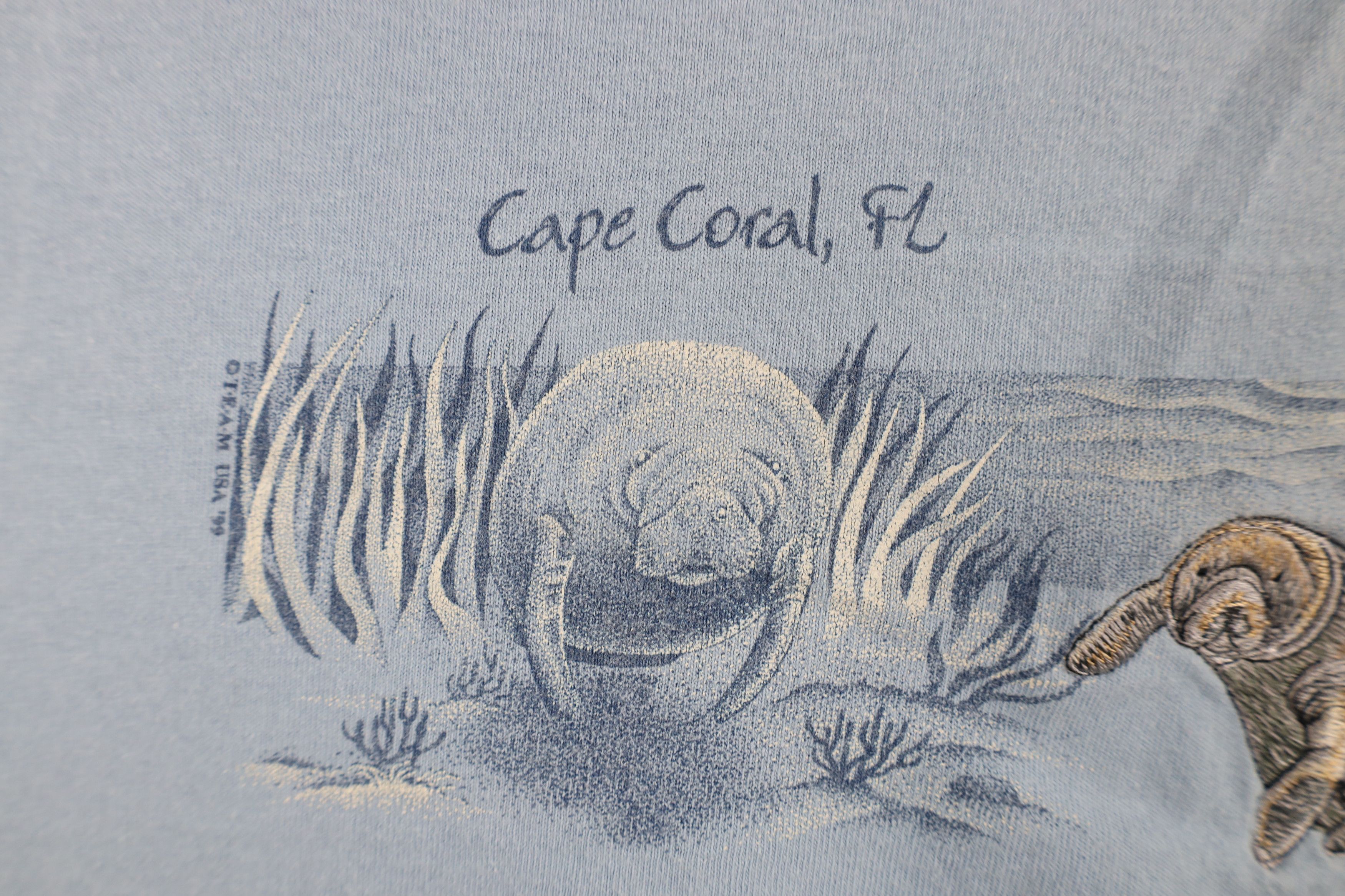 Vintage Vintage 90s Cape Coral Manatee Short Sleeve T-Shirt Blue Size US L / EU 52-54 / 3 - 5 Thumbnail