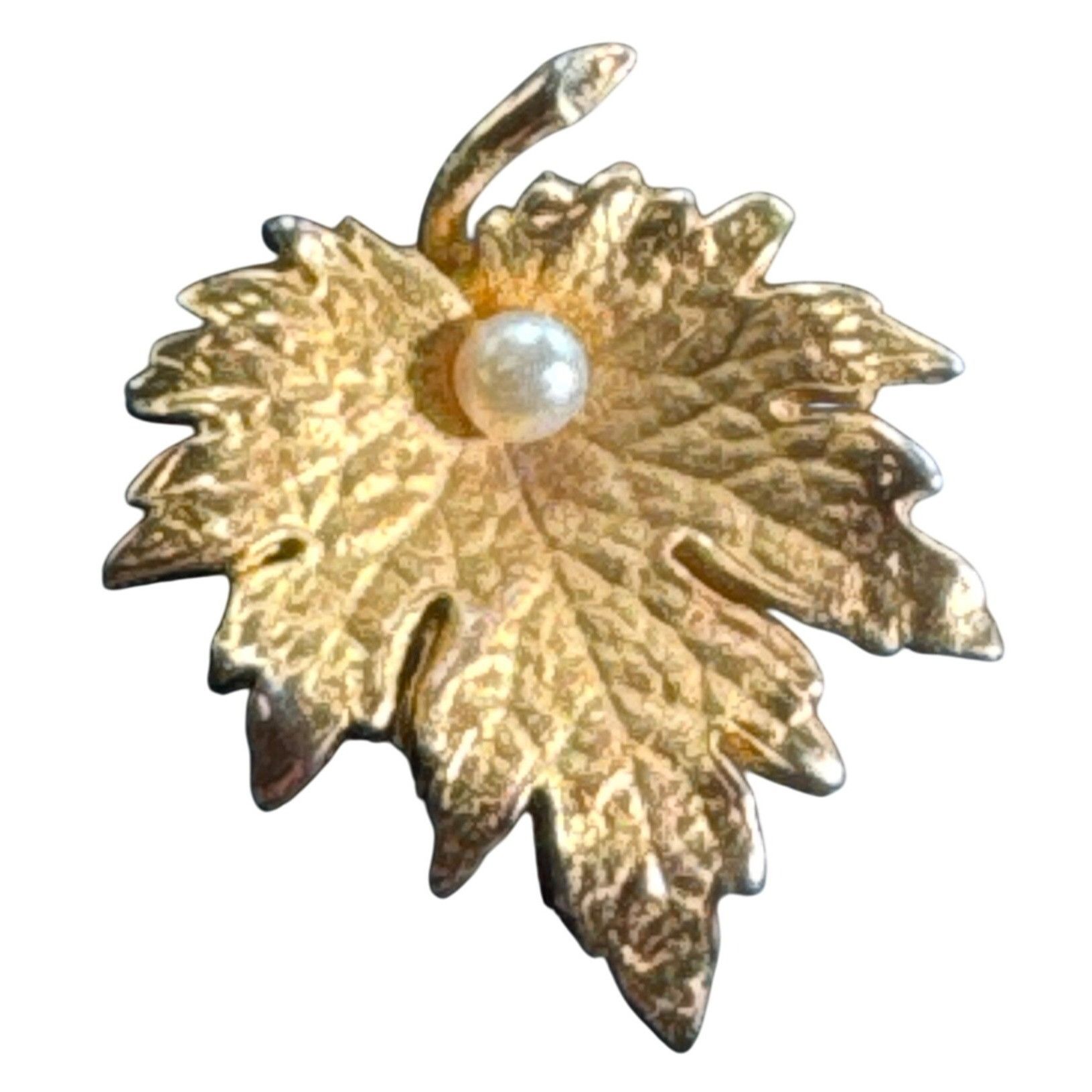 Designer × Vintage American Vintage CORO SIGNED Vintage Gold Tone Maple Leaf Fa Size ONE SIZE - 3 Thumbnail