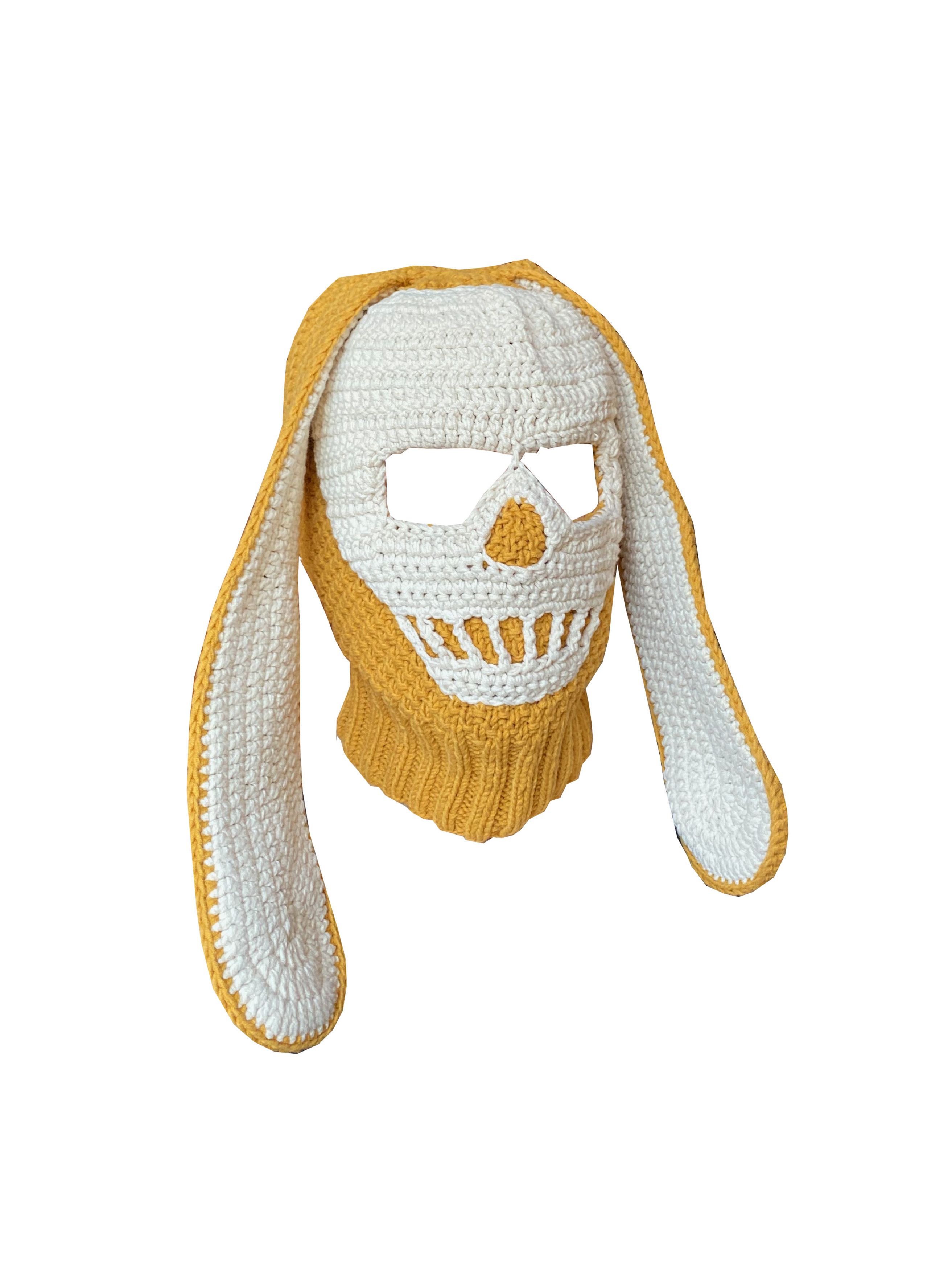 Homespun Knitwear Balaclava mask with skull and ears, hand knitted Size ONE SIZE - 3 Thumbnail