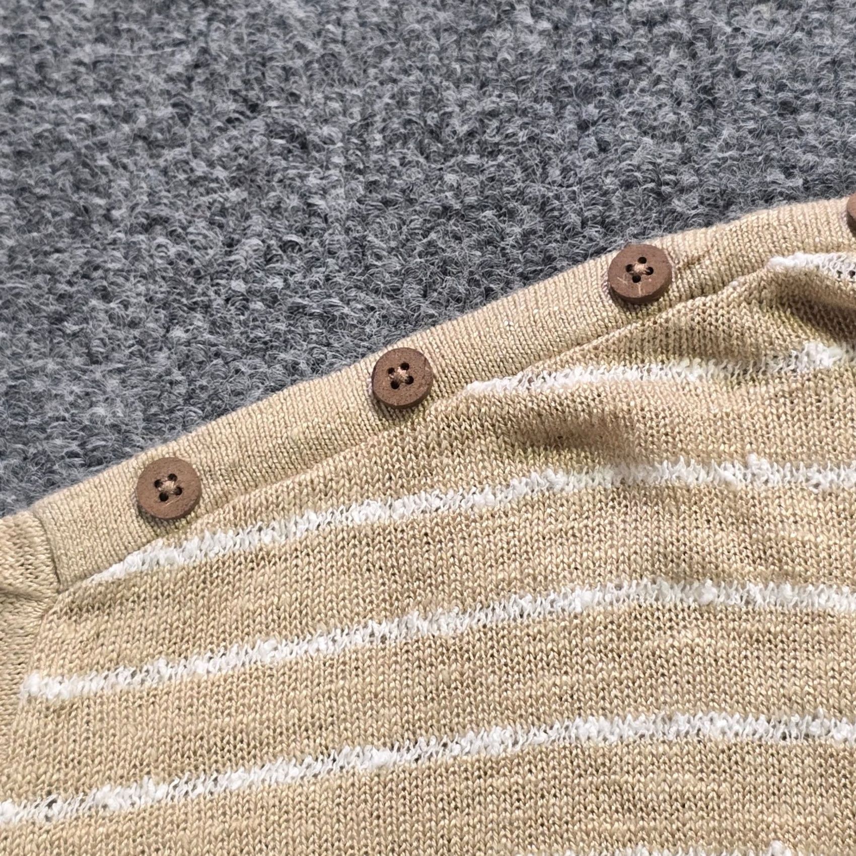 J. Jill J Jill Sweater Womens XL Beige Linen Blend Knit 3/4 Sleeve Casual Button Pullover Knit Size XL / US 12-14 / IT 48-50 - 4 Thumbnail