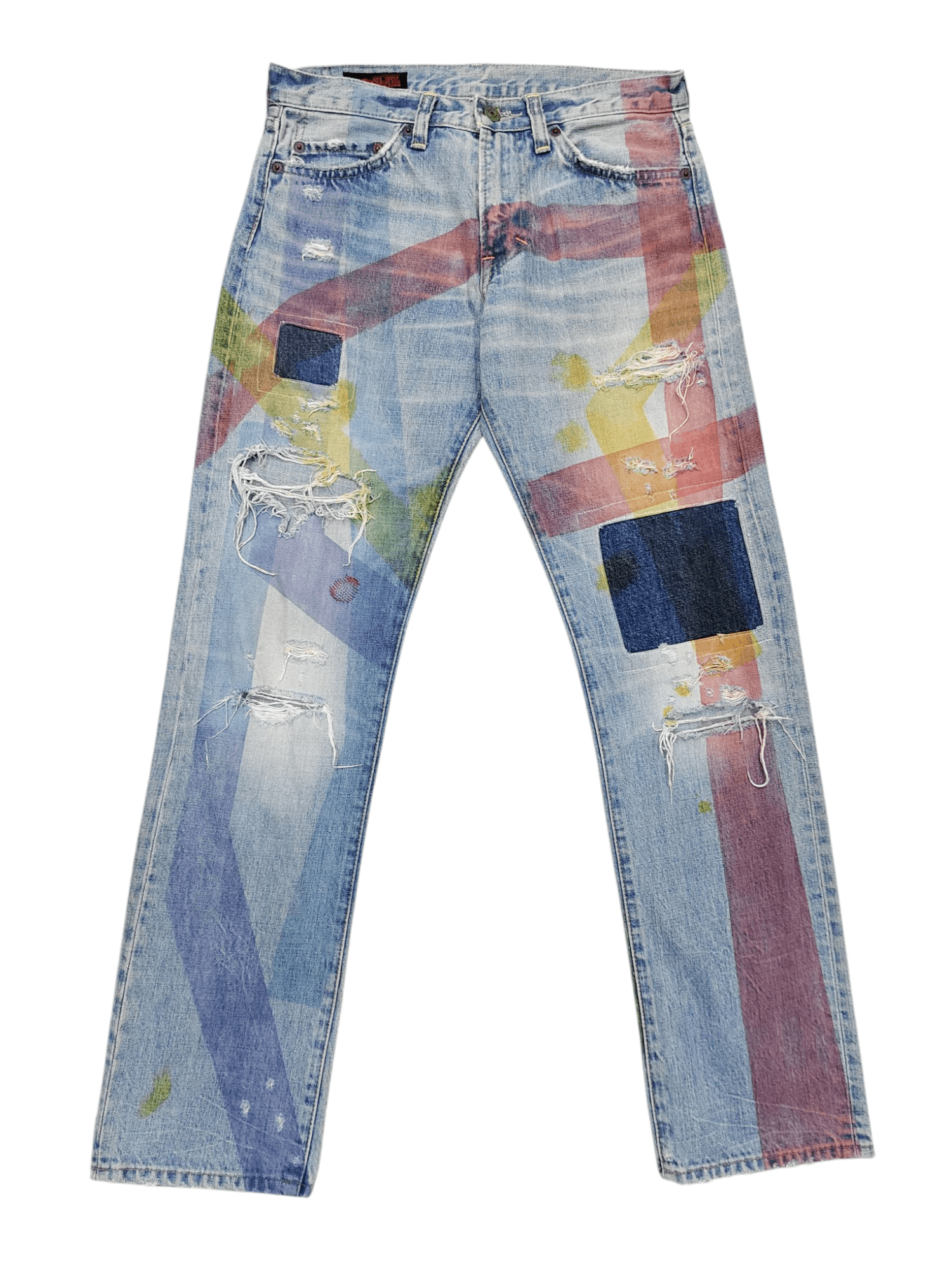 Hysteric Glamour 00s RNA.Inc🇯🇵 Hand Painted Lines Pacthwork Destroyed Jeans Size US 29 - 1 Thumbnail