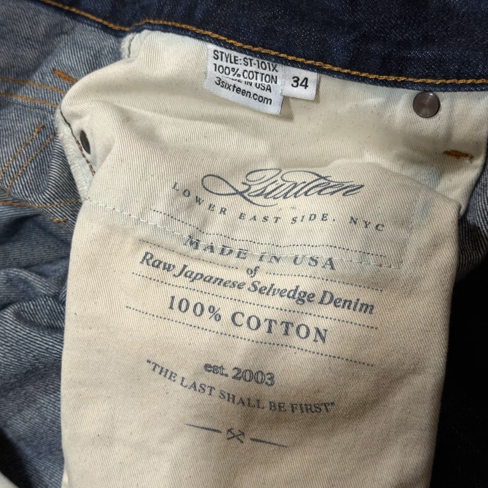3sixteen VINTAGE 3sixteen ST-101X Indigo Selvedge Denim Shirt Jeans Slim 34 Mens 5-Pocket Design Blue Cotton Size US 34 / EU 50 - 6 Thumbnail