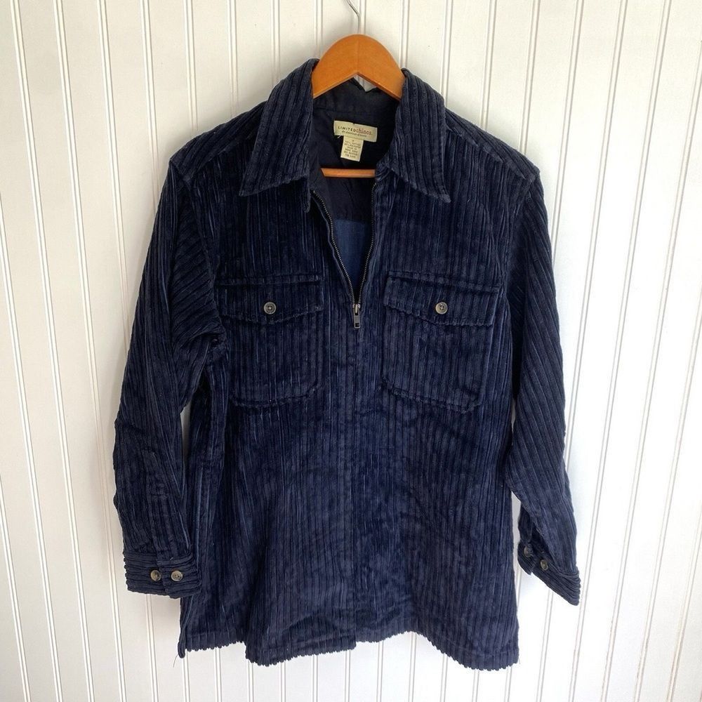 Vintage Vintage 90s Y2K Navy Blue Limited Chinos Zipup Thick Corduro Size US L / EU 52-54 / 3 - 1 Thumbnail
