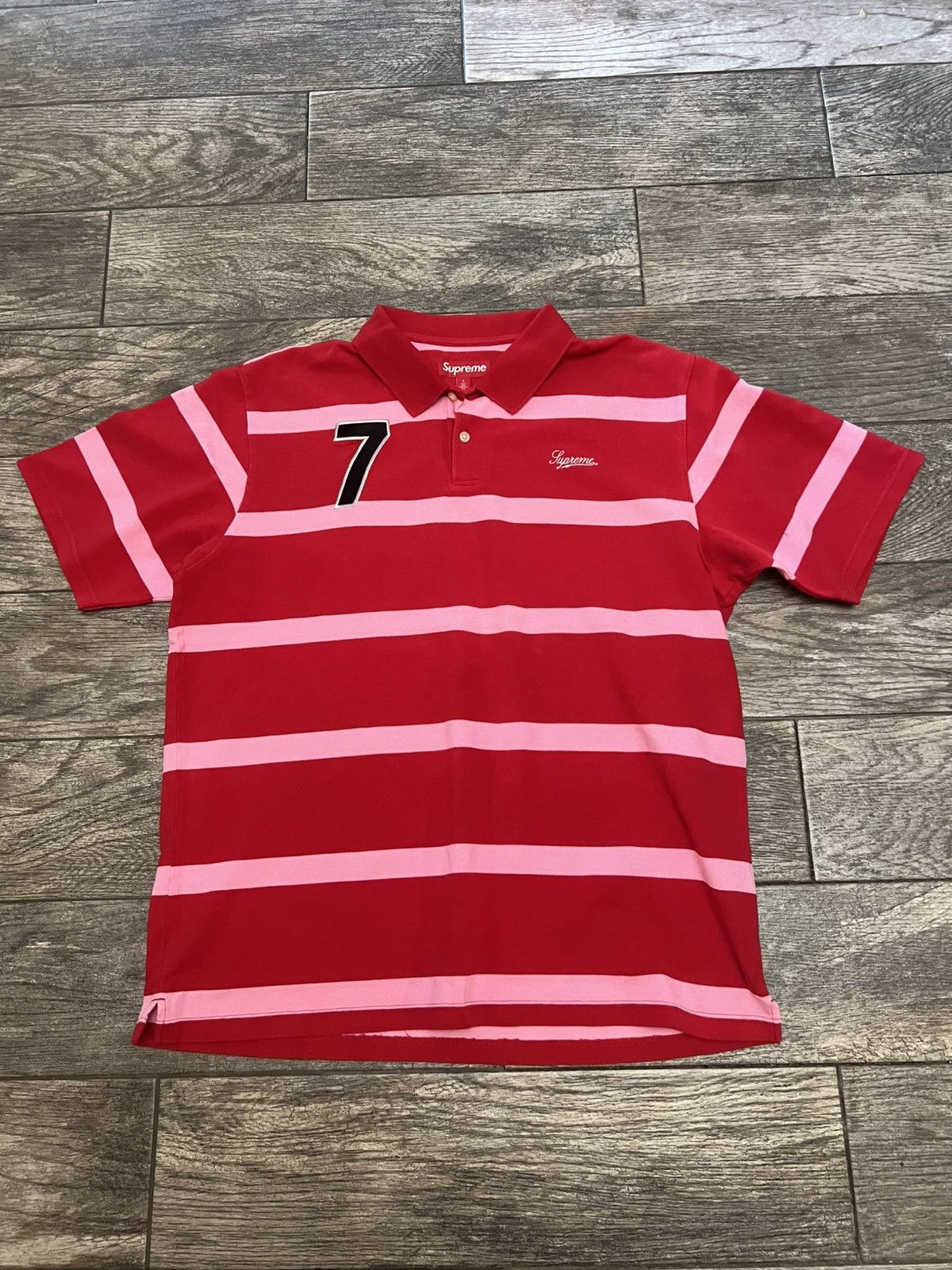 トップス Supreme Cursive Polo red M Buy Supreme Cursive Polo 'Red Stripe' - SS25KN91 RED STRIPE