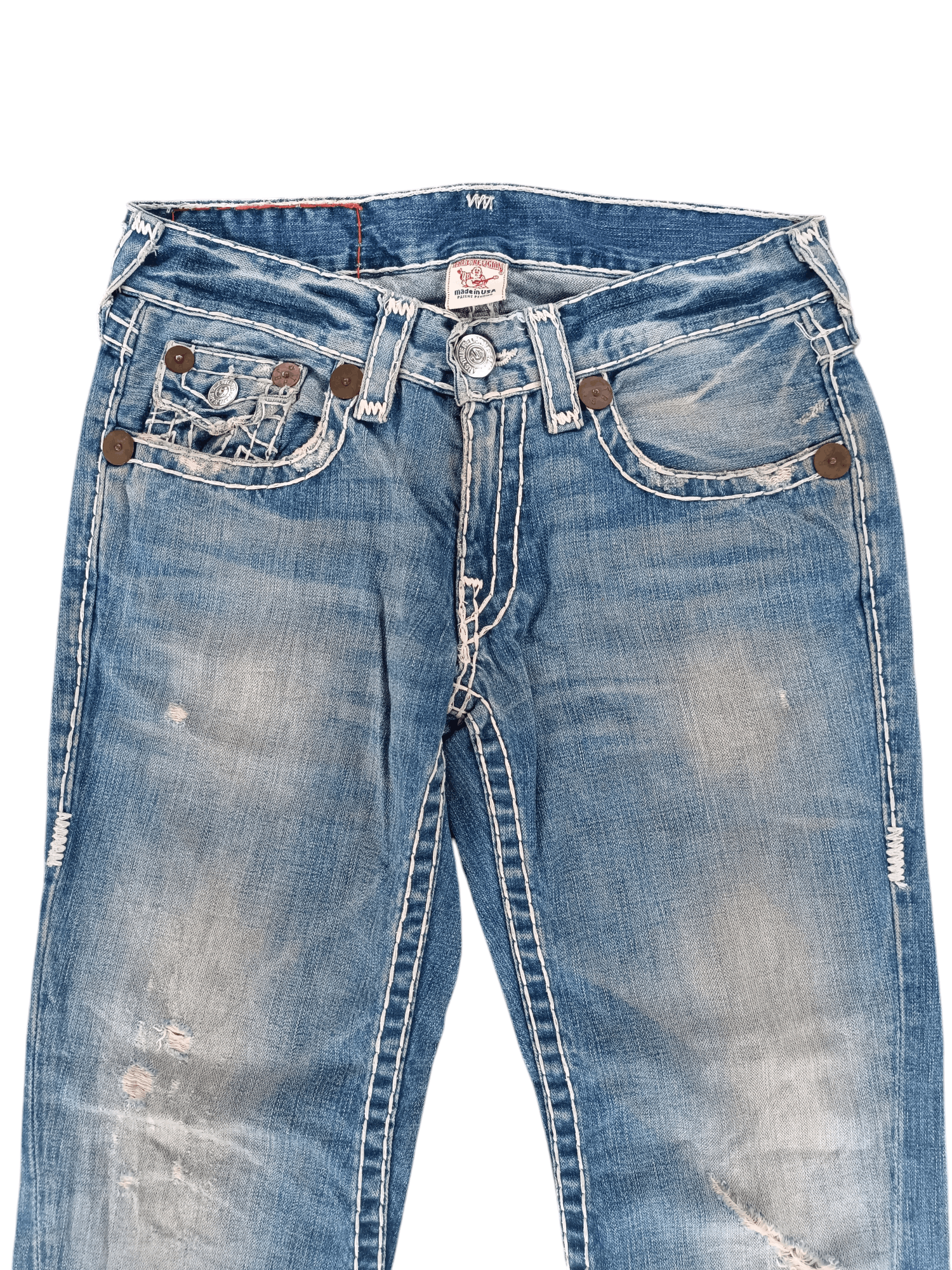 True Religion × Vintage True Religion ひ Joey Super T Distressed Baggy Flare Y2K Size US 32 / EU 48 - 4 Thumbnail
