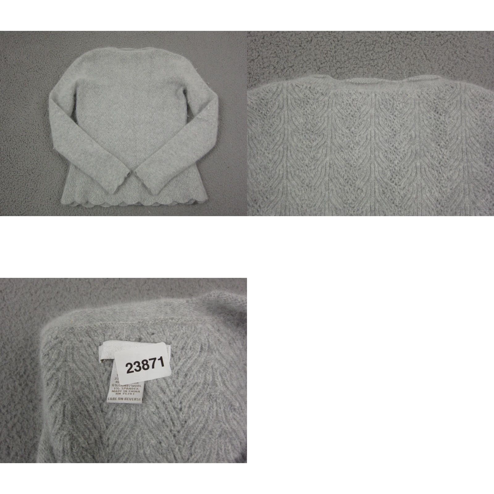 Vintage Lucy & Laurel Sweater Womens L Gray Wool Angora Rabbit Anthropologie 90s Pullover V-Neck Wool Angora Knit Shirt Womens Size L / US 10 / IT 46 - 9 Thumbnail