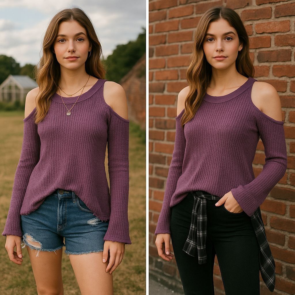 Free People Free People Women Plum Cold Shoulder Thermal Top M Festival Size S / US 4 / IT 40 - 1 Thumbnail