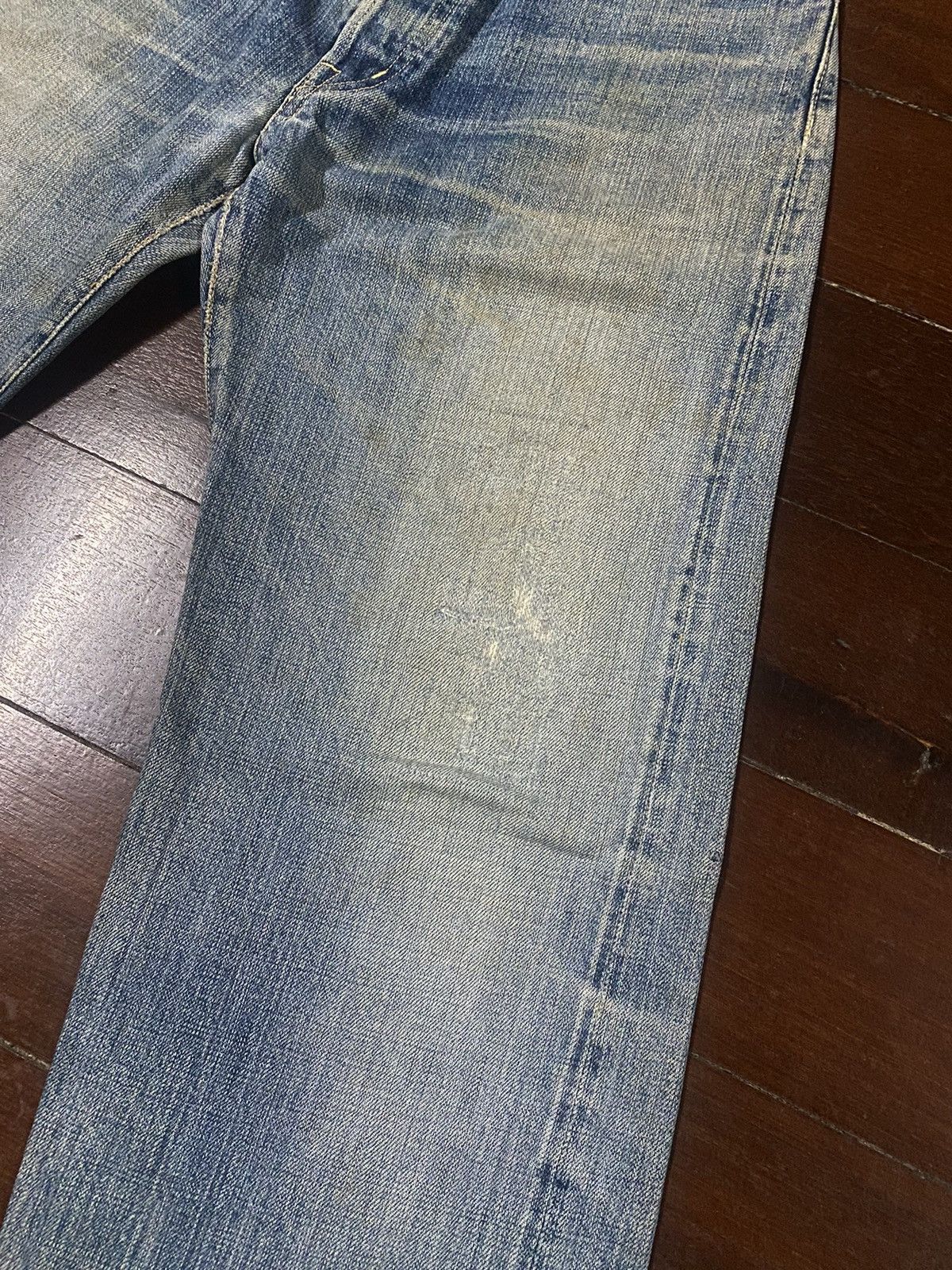 OMNIGOD Rare vintage Omnigod Distressed orenge Selvedge Jeans rework Size US 32 / EU 48 - 5 Thumbnail