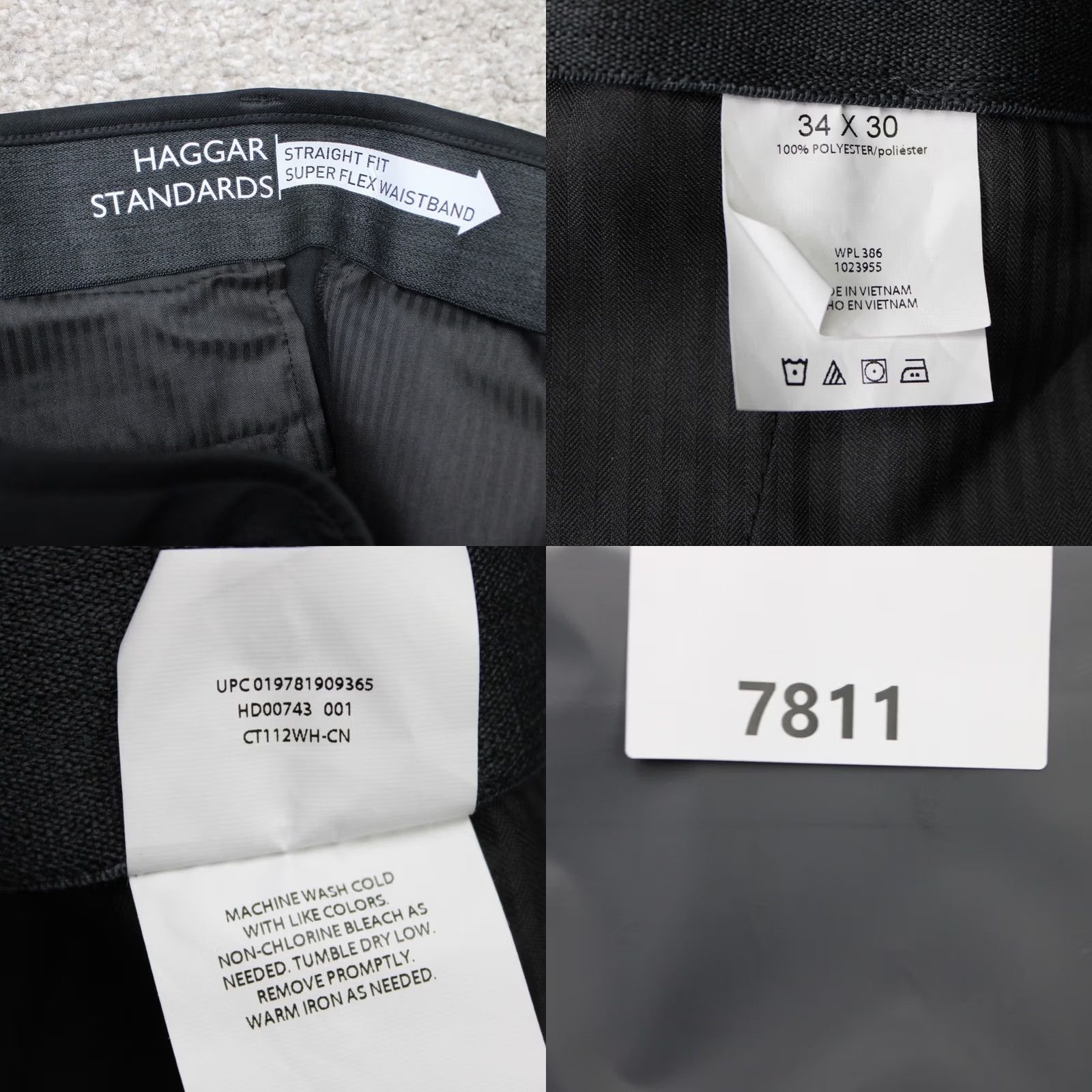 Haggar Haggar Standards Pants Men 34x30 Black Wrinkle Resistant Dress Pants Slim/Classic Fit, Flat Front, Mid Rise, 100% Polyester, NWT Size US 34 / EU 50 - 9 Thumbnail