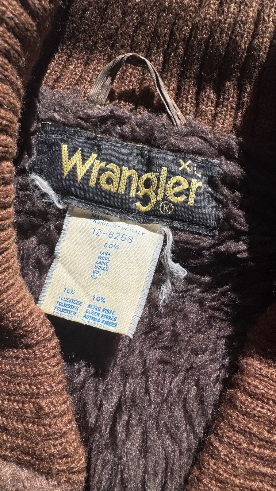 Vintage 90s Wrangler College Faded Wool Flying Brown Bomber Jacket Size US M / EU 48-50 / 2 - 6 Thumbnail