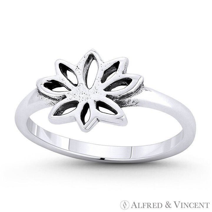 Other Lotus Flower Buddhist Charm Ring in .925 Sterling Silver Size ONE SIZE - 1 Preview