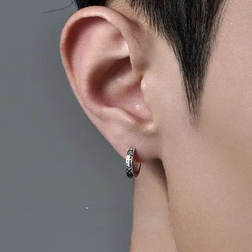 Diamond Earrings x Jewelry Hip-Hop Earrings One Pairs Chrome Jewelry in Silver, Men's
