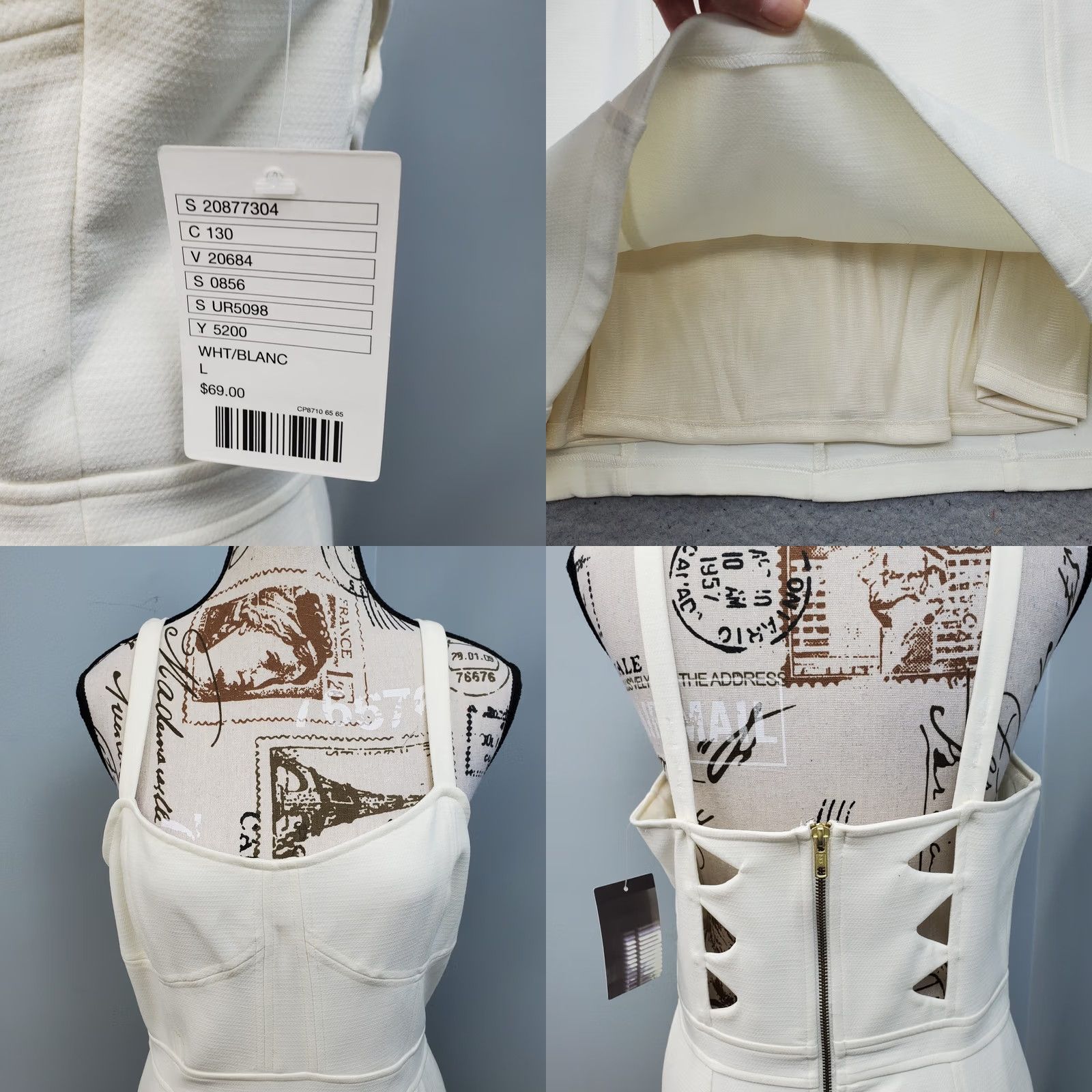 Vintage Sparkle & Fade A-Line Dress Womens Size L Tan Sleeveless Zip Back Square Neck Cocktail Casual Shopwear Size L / US 10 / IT 46 - 8 Thumbnail