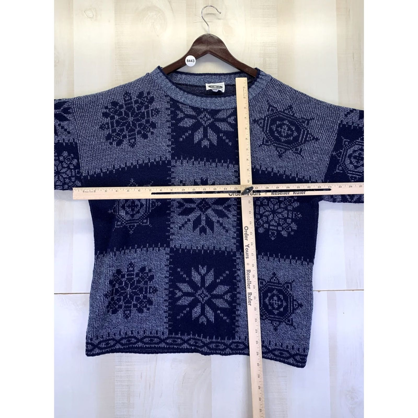 Essentials VINTAGE Classic Essentials Sweater Womens Plus Size 22 Snowflake Knit Blue Pullover 3/4 Sleeve Knit Wool Blend Cotton Blend Size 3XL / US 20-22 - 2 Thumbnail