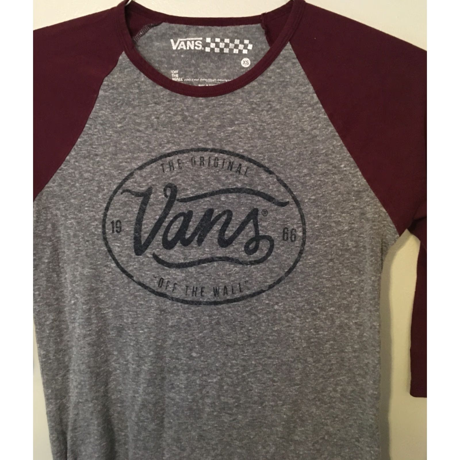 Vans VANS Shirt Womens XS Gray Logo Long Sleeve Crew Neck Top Off The Wall Casual Knit Size XS / US 0-2 / IT 36-38 - 2 Thumbnail