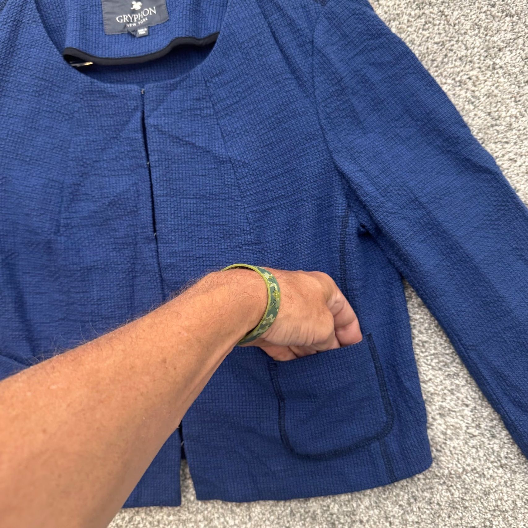 Vintage Gryphon Happy Jacket Womens Medium Textured Silk Cotton Pocket Blazer Size M / US 6-8 / IT 42-44 - 6 Thumbnail