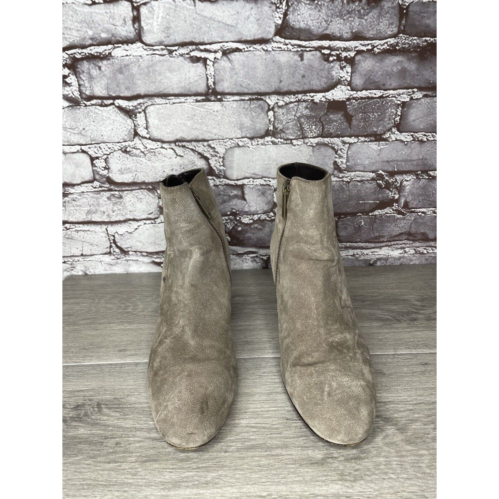 Aquatalia Aquatalia Taupe Suede Leather Side Zip Heel Ankle Booties Wo Size US 10 / IT 40 - 23 Thumbnail
