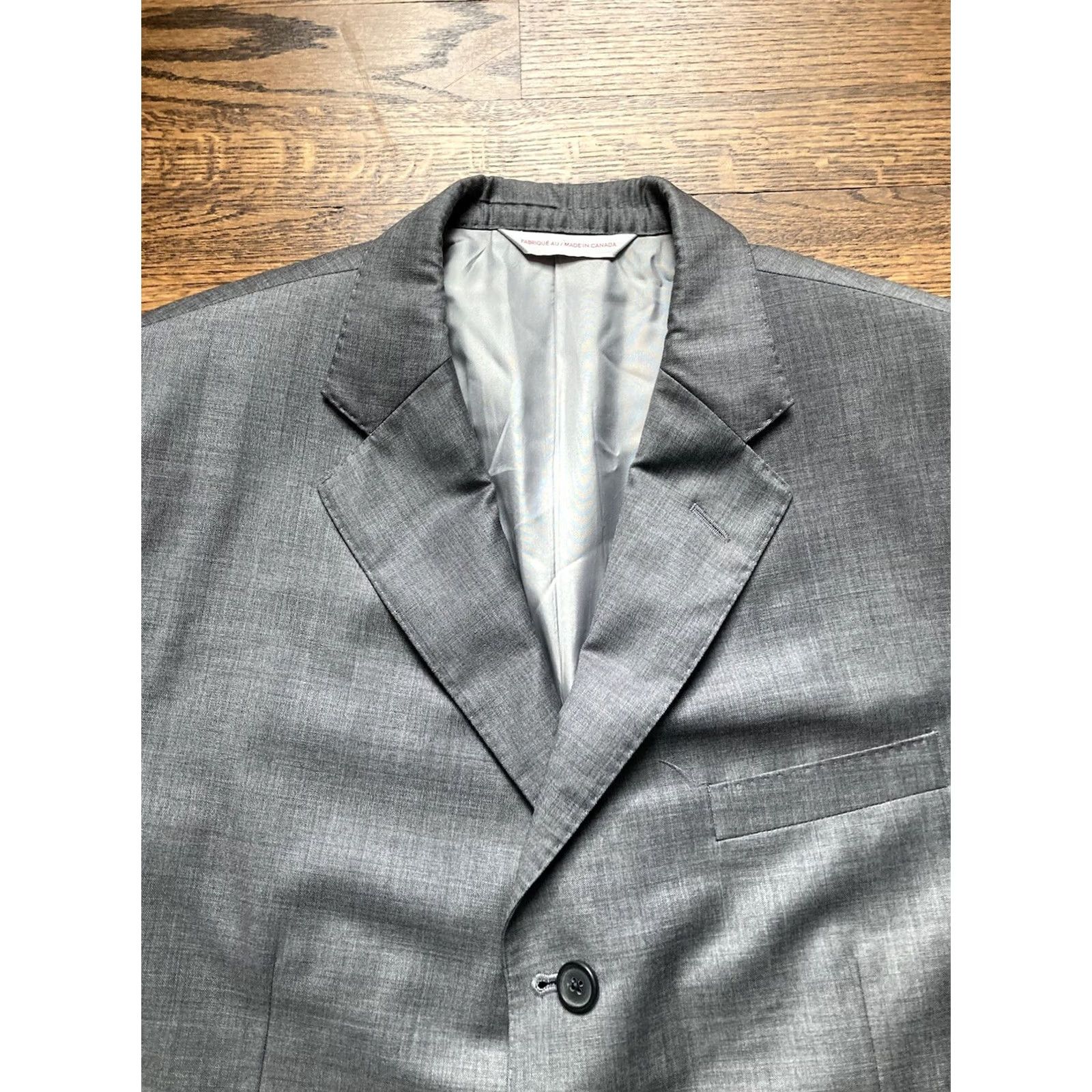 Vintage Samuelsohn Blazer Mens 43R Gray Wool Jacket 3-Button Notch Lapel Regular Length Double-Vented Sport Coat Jacket Coat Size 46R - 4 Thumbnail