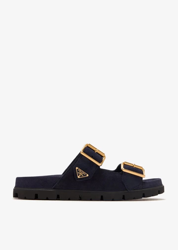 Prada os11x0126 Suede Strap Sandals in Navy Size US 11 / IT 41 - 1 Thumbnail