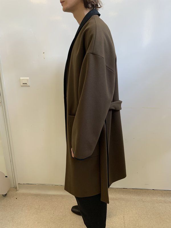 Lemaire Lemaire Wool Melton Kimono Coat Dark Brown Size US L / EU 52-54 / 3 - 14 Thumbnail