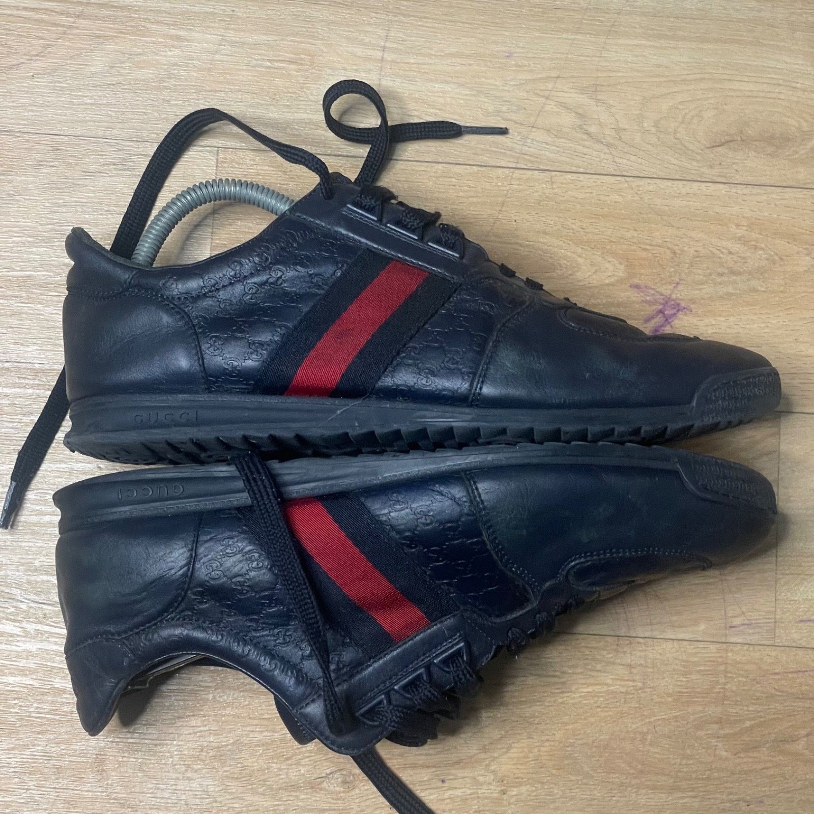 Gucci GUCCI Sneakers Guccissima blue navy Leather low Top Monogram Size US 9 / EU 42 - 7 Thumbnail
