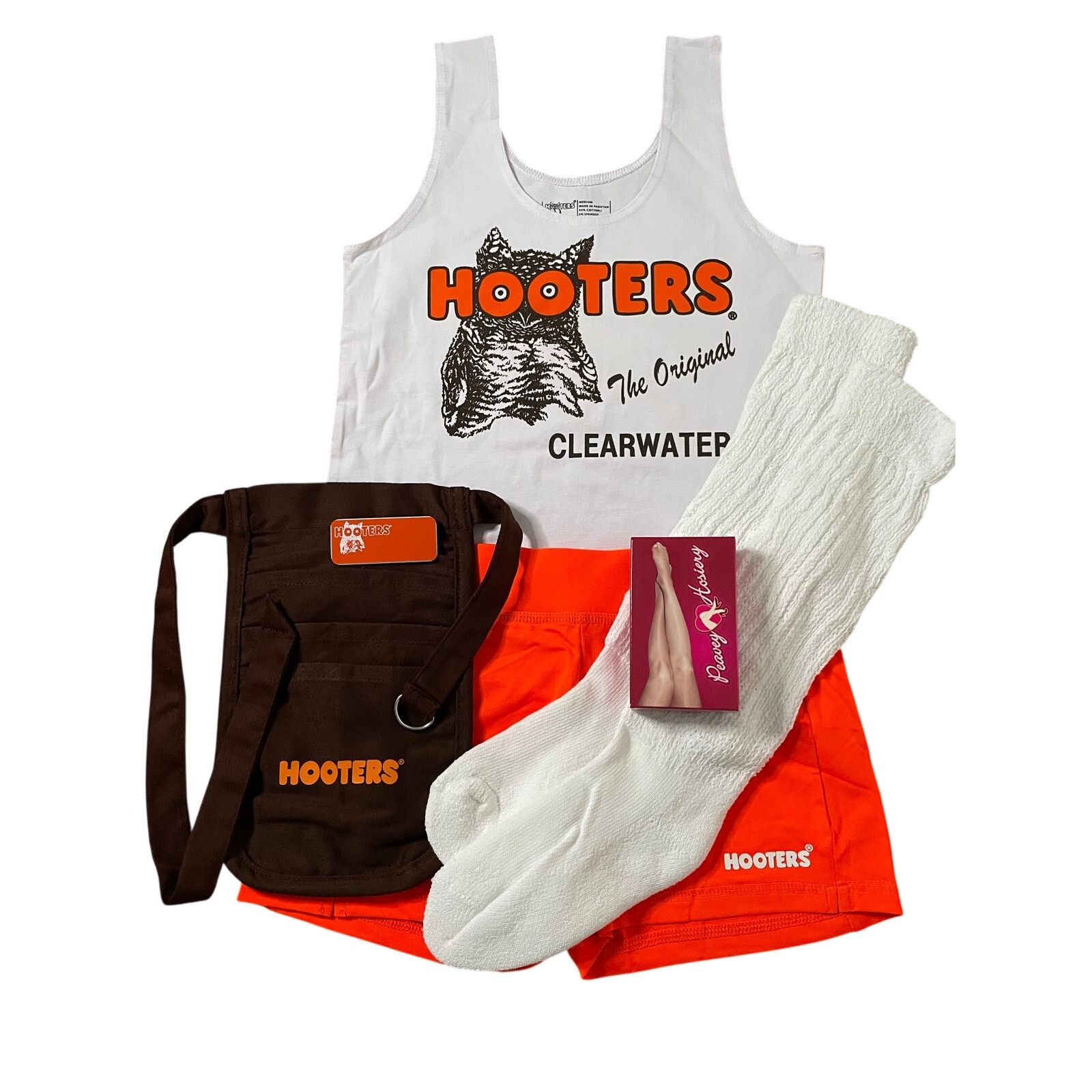 Other New Hooters Uniform Tank Shorts Pouch Tag Socks hose Medium Size M / US 6-8 / IT 42-44 - 1 Thumbnail