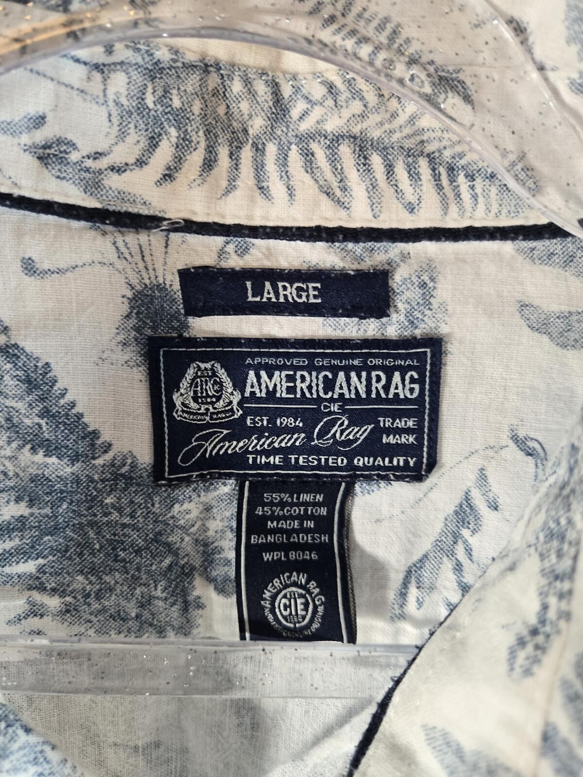 American Rag 100% Cotton/Linen XL Short Sleeve Tropical Button Down Shirt Size US L / EU 52-54 / 3 - 3 Thumbnail