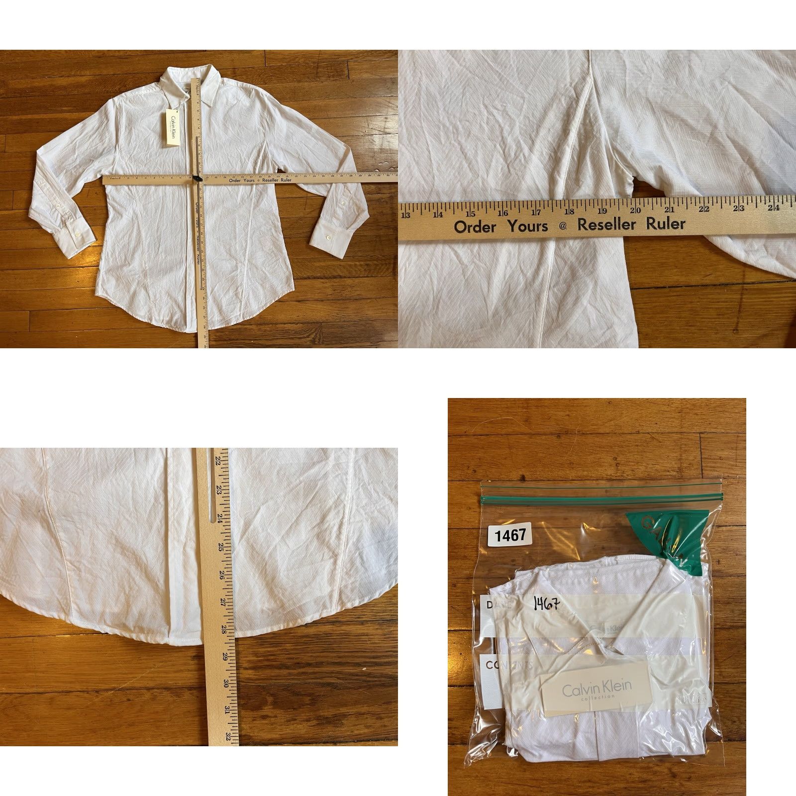 Calvin Klein Calvin Klein Collection Dress Shirt Women's 10 White Jacquard Chevron Button-Up Casual, Formal, Business Italy Size L / US 10 / IT 46 - 9 Thumbnail