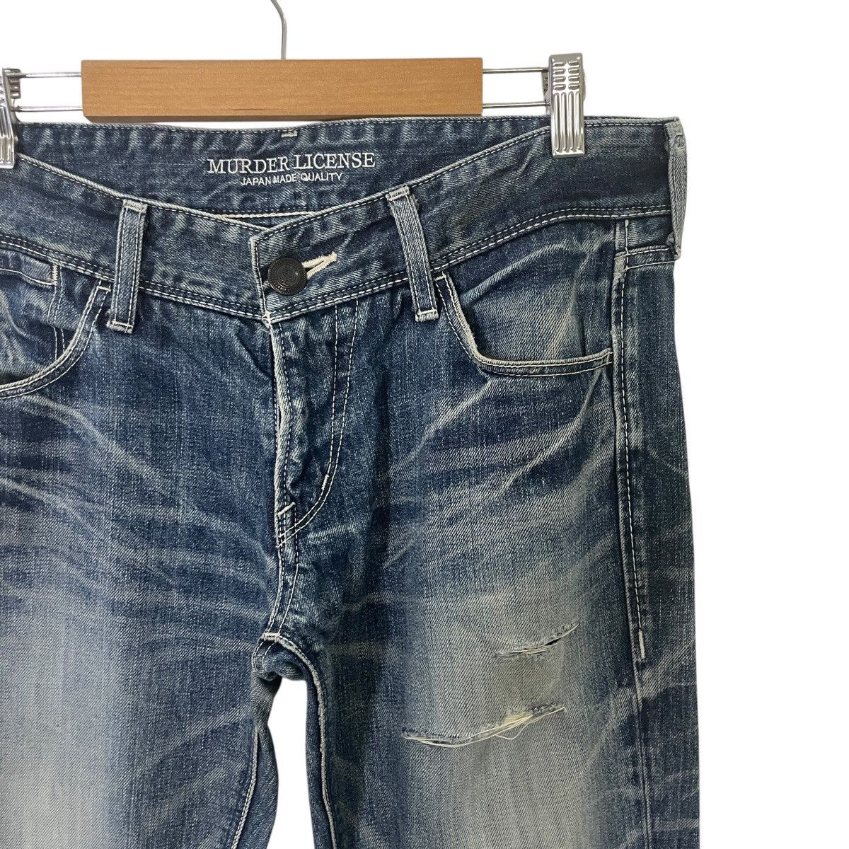 Murder License Vintage Murder License Japan Distressed Denim Jeans Size 33" - 4 Thumbnail