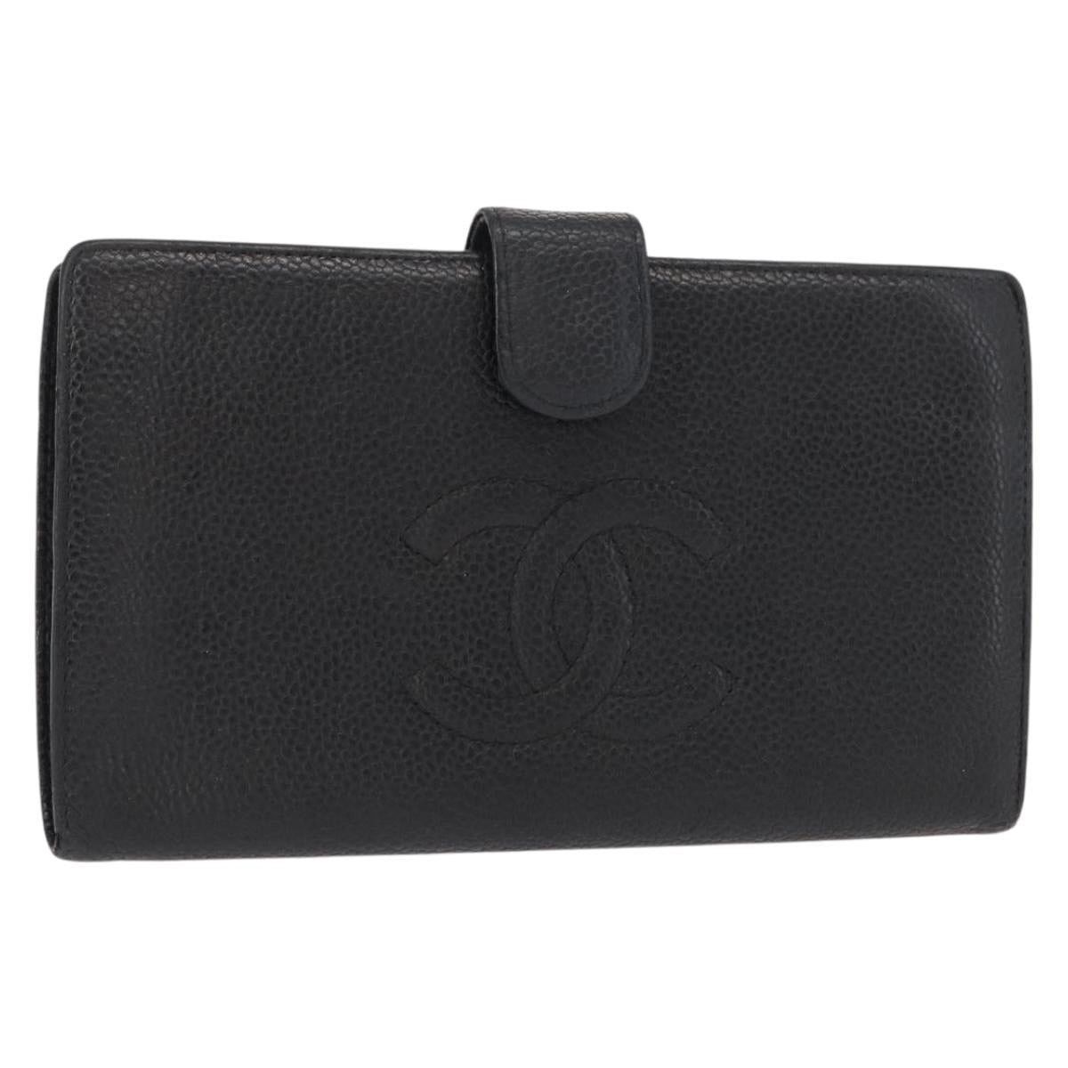 Chanel Chanel Long Wallet Caviar Skin Black Gold CC Size ONE SIZE - 1 Thumbnail