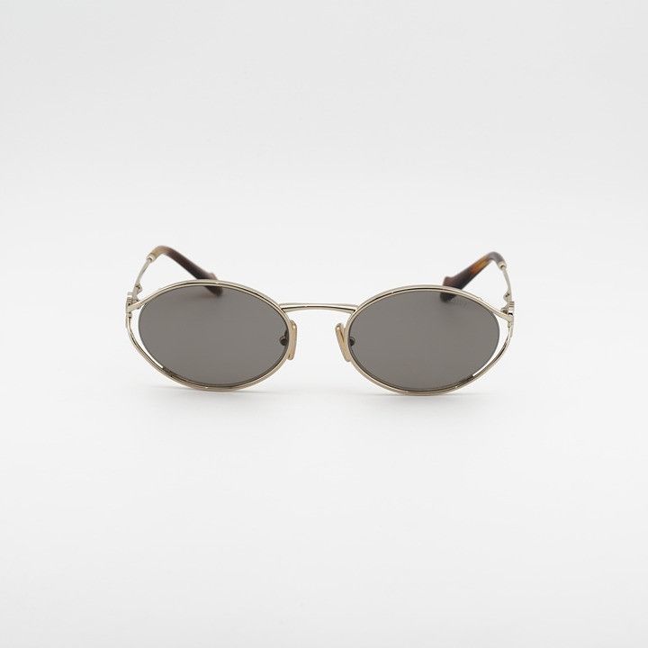 Miu Miu Miu Miu MU52YS ZVN80Q Sunglasses Gold Oval Frame, Dark Grey Size ONE SIZE - 3 Thumbnail