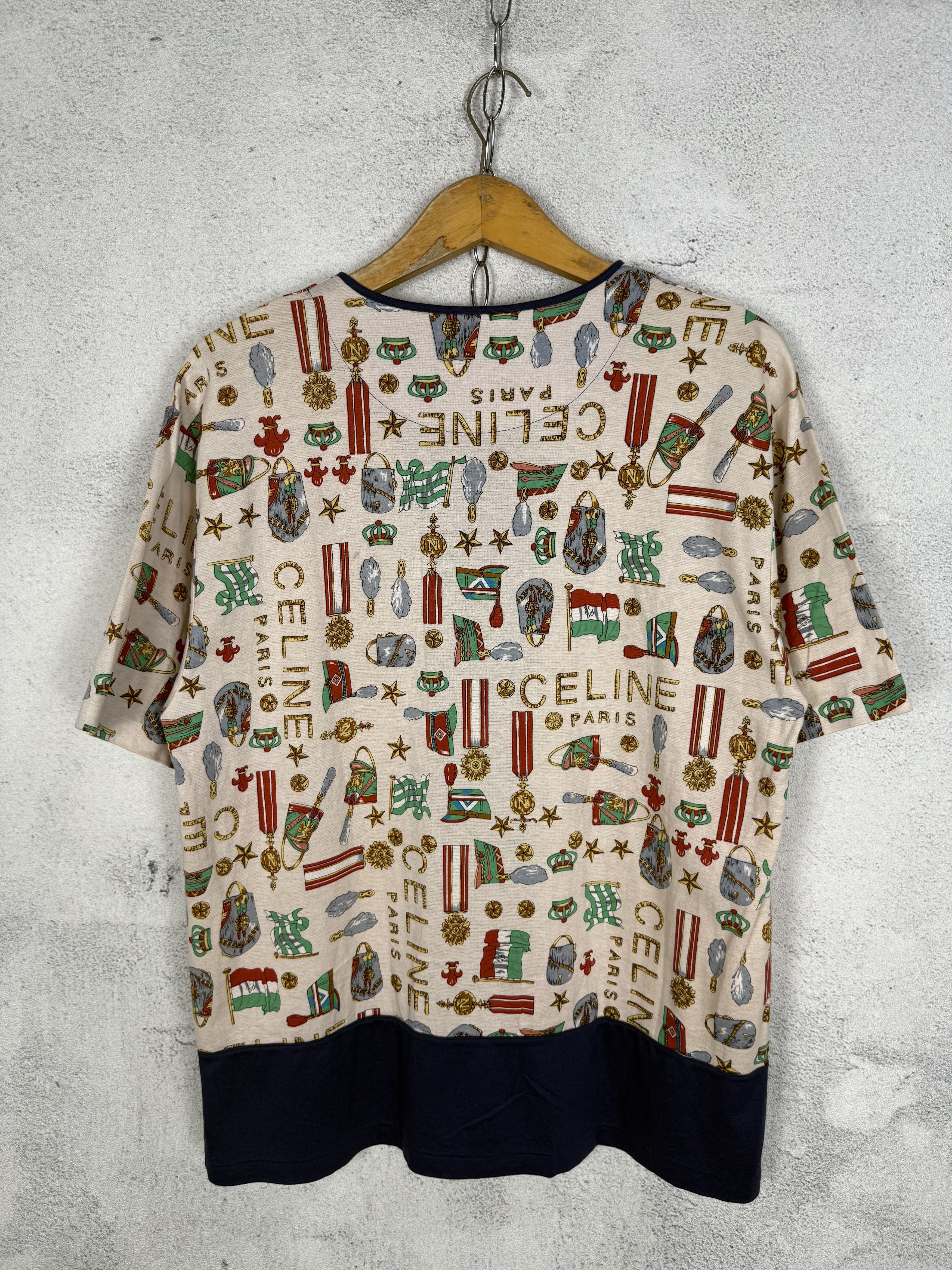 Celine Vintage Celine Over Print Logo Top Shirt Size L / US 10 / IT 46 - 2 Thumbnail