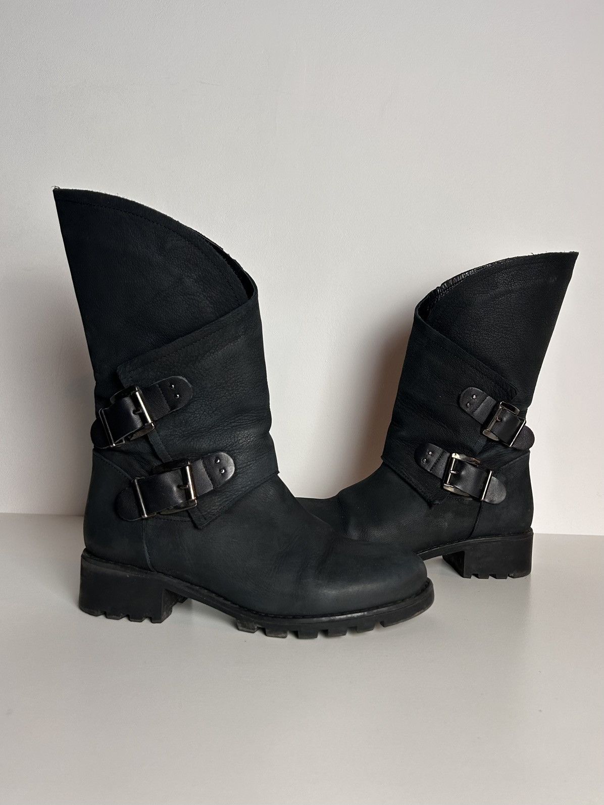 Other Black leather biker boots with buckles Size US 8 / IT 38 - 2 Thumbnail